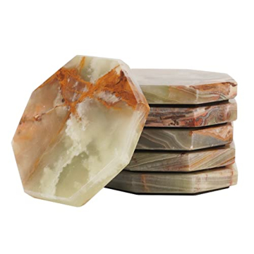 Radicaln Marble Coaster Plate Star Green Onyx 3.5" Inches Handmade Coaster Set Ideal Cup Holder & Co...