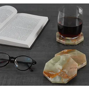 Radicaln Green Onyx Marble Coaster Set - Stylish & Functional