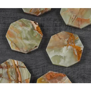 Radicaln Green Onyx Marble Coaster Set - Stylish & Functional