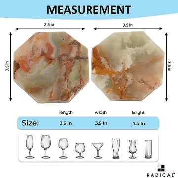 Radicaln Green Onyx Marble Coaster Set - Stylish & Functional