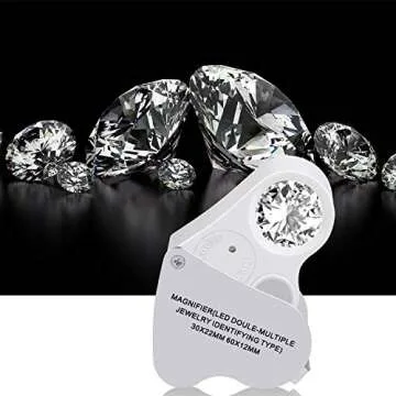 JARLINK 2 Pack 30X 60X Illuminated Jewelers Eye Loupe Magnifier, Foldable Jewelry Magnifiers with Bright LED Light for Gems, Jewelry, Coins, Stamps, etc (White)