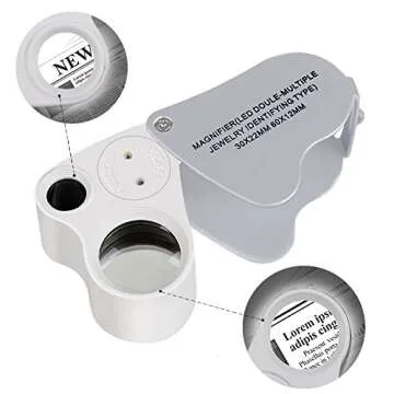 JARLINK 2 Pack 30X 60X Illuminated Jewelers Eye Loupe Magnifier, Foldable Jewelry Magnifiers with Bright LED Light for Gems, Jewelry, Coins, Stamps, etc (White)