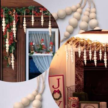 24PCS Wooden Christmas Bead Ornaments for Holiday Decor