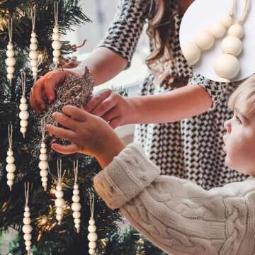 24PCS Wooden Christmas Bead Ornaments for Holiday Decor