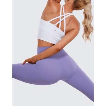 CRZ YOGA Womens Butterluxe High Waisted Yoga Leggings 25" - Double Seamed Buttery Soft Comfy Athletic Gym Workout Pants Dark Lavender Purple Small