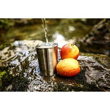 Stainless Steel Cups 10 oz Tumbler (4 Pack) - Premium Metal Drinking Glasses | Stackable Durable Cup...