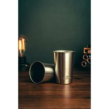 Stainless Steel Cups 10 oz Tumbler (4 Pack) - Premium Metal Drinking Glasses | Stackable Durable Cup (10 oz)