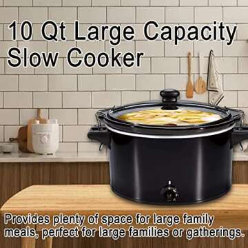 Extra Large 10-Quart Slow Cooker - Stay or Go Portable With Lid Lock, Black