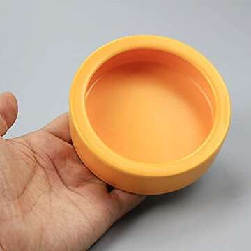 TDPET Ceramic Mini Reptile Worm Dish - Lizard Escape Proof Feeding Bowl Circular (Large-1Pack, Orang...