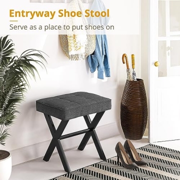 LUE BONA Modern Vanity Stool with Metal X Legs