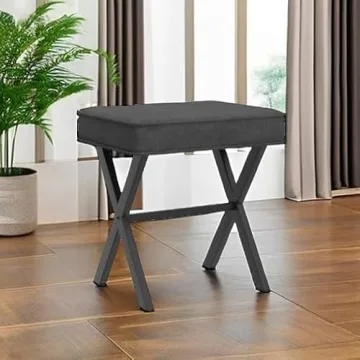 LUE BONA Modern Vanity Stool with Metal X Legs