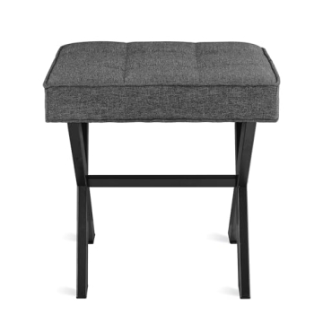 LUE BONA Modern Vanity Stool with Metal X Legs