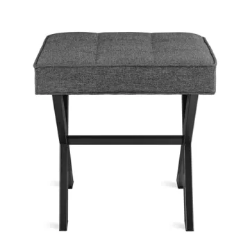LUE BONA Modern Vanity Stool with Metal X Legs