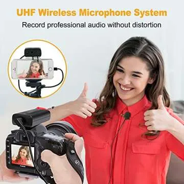 BALILA UHF Wireless Lavalier Microphone System, Wireless Lapel Microphone with 2 Transmitter and 1 R...