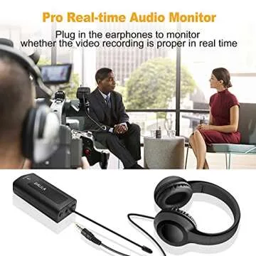 BALILA UHF Wireless Lavalier Microphone System, Wireless Lapel Microphone with 2 Transmitter and 1 Receiver for iPhone/Android, DSLR Camera,Lav Mic fits Podcast Interview YouTube