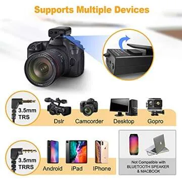 BALILA UHF Wireless Lavalier Microphone System, Wireless Lapel Microphone with 2 Transmitter and 1 Receiver for iPhone/Android, DSLR Camera,Lav Mic fits Podcast Interview YouTube