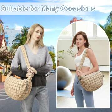 CATMICOO Puffer Tote Bag for Women: Carryall Puff Shoulder Bag for Travel - Lightweight Quilted Bag ...