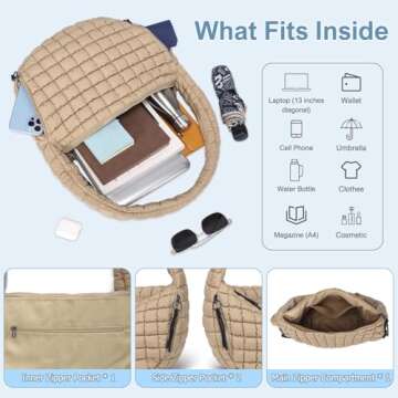 CATMICOO Puffer Tote Bag: Lightweight Quilted Carryall