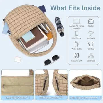 CATMICOO Puffer Tote Bag: Lightweight Quilted Carryall