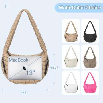 CATMICOO Puffer Tote Bag: Lightweight Quilted Carryall