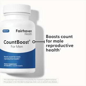Fairhaven Health CountBoost for Men Optimal Count and Volume Male Fertility Supplement - Pre-Conception Nutrition for Him - with Ashwagandha, Vitamin C, and CoQ10-60 Capsules