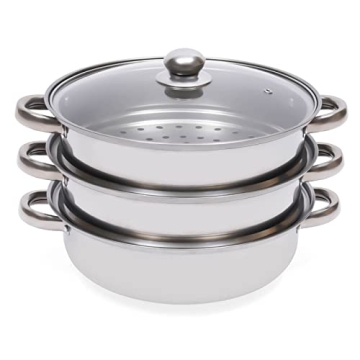 3-Tier Stainless Steel Steamer for Convenient Healthy Cooking