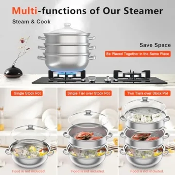 3-Tier Stainless Steel Steamer for Convenient Healthy Cooking