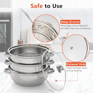 3-Tier Stainless Steel Steamer for Convenient Healthy Cooking