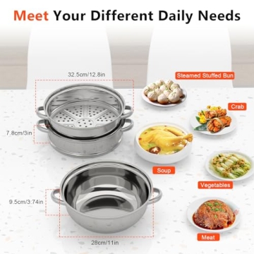 3-Tier Stainless Steel Steamer for Convenient Healthy Cooking