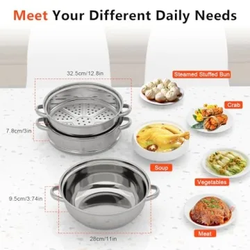 3-Tier Stainless Steel Steamer for Convenient Healthy Cooking