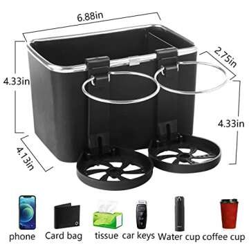 DLKchaopai Car Armrest Storage Box Water Cup Holder,2022 New TikTok Car Seat Organizer with Cup Holder, Multifunctional Car Console Side Organizer for Water Cup Paper Towels Cellphones (A)