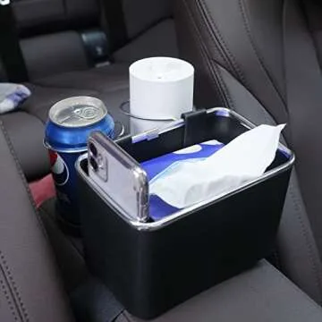 DLKchaopai Car Armrest Storage Box Water Cup Holder,2022 New TikTok Car Seat Organizer with Cup Holder, Multifunctional Car Console Side Organizer for Water Cup Paper Towels Cellphones (A)