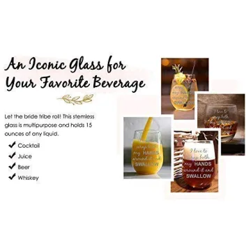 Funny Stemless Wine Glass Gift for Brides & Bachelorette Parties