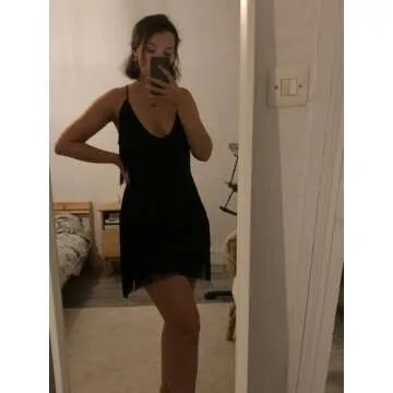 MOFLORA Women Sexy Deep V-Neck Backless Patchwork Bodycon Dress Summer Fringe Tassel Club Party Prom Mini Strap Dress Black