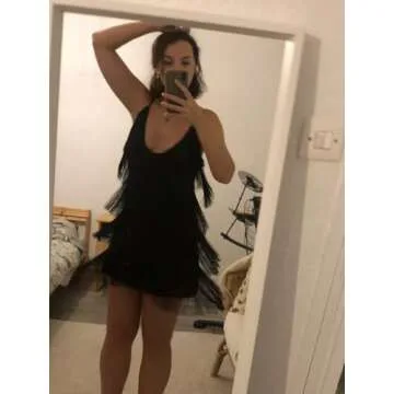 MOFLORA Women Sexy Deep V-Neck Backless Patchwork Bodycon Dress Summer Fringe Tassel Club Party Prom Mini Strap Dress Black