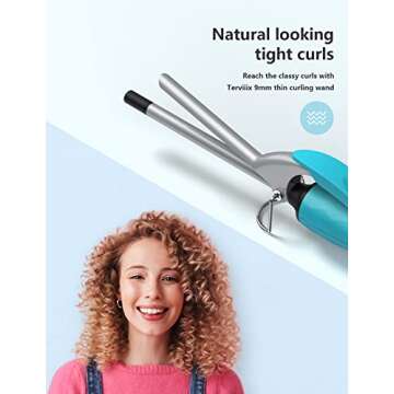 Terviiix Small Curling Iron for Short Hair, 9mm Thin Curling Iron Wand, 3/8 Inch Small Barrel Skinny...