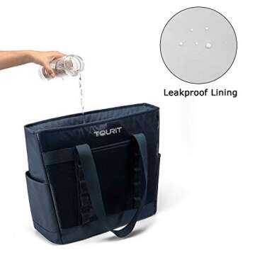 TOURIT Insulated Cooler Bag 30 Cans Large Capacity Tote Bag Soft Travel Cooler for Men Women to Picnic, Camping, Beach Trip (Navy Blue)