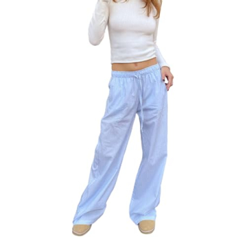 Yiulangde Women Striped Lounge Pants | Casual Wide Leg Drawstring Pajama Pants