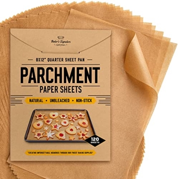 Baker's Signature Quarter Sheet Pans Parchment Paper - 120 Pack for Easy Baking