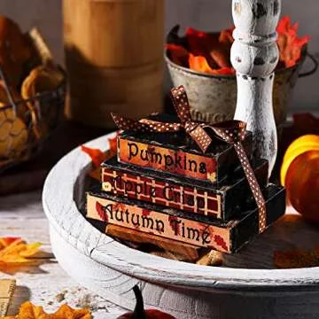Ferraycle Fall Tiered Tray Decor Set for Home Beauty