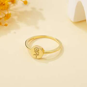 YeGieonr Gold Plated Flower Ring for Women