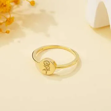 YeGieonr Gold Plated Flower Ring for Women