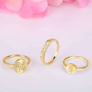 YeGieonr Gold Plated Flower Ring for Women