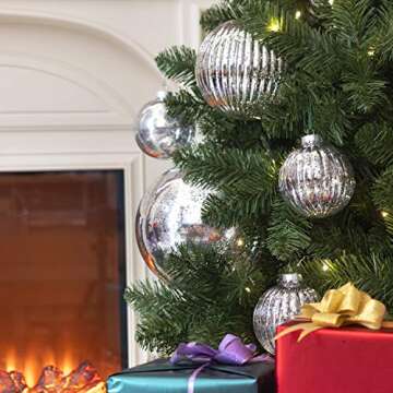 KI Store Mercury Christmas Ball Ornaments Silver Set of 4 Extra Large Hanging Tree Ball Ornament Decorations Super Large Shatterproof Vintage Balls 6-Inch