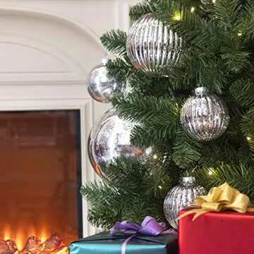 KI Store Mercury Christmas Ball Ornaments Silver Set of 4 Extra Large Hanging Tree Ball Ornament Decorations Super Large Shatterproof Vintage Balls 6-Inch