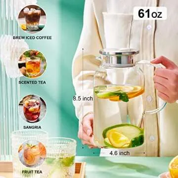 PARACITY Glass Pitcher - Elegant Hot & Cold Beverage Carafe