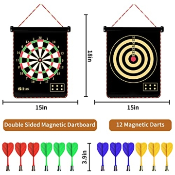 Gitus Magnetic Dart Board - Safe Fun for Kids & Teens