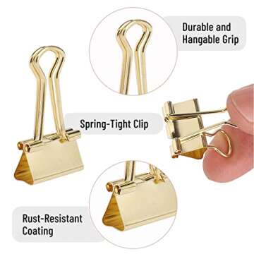 Mr. Pen- Binder Clips, Small Binder Clips, 50Pack, 0.75 in, Gold, Small Clips, Paper Binder Clips, Binder Clips Small Size, Small Paper Clips, Office Clips, Micro Binder Clips, Mini Binder Clips