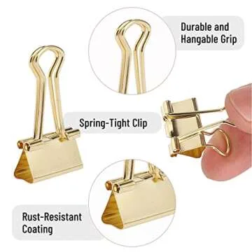 Mr. Pen- Binder Clips, Small Binder Clips, 50Pack, 0.75 in, Gold, Small Clips, Paper Binder Clips, Binder Clips Small Size, Small Paper Clips, Office Clips, Micro Binder Clips, Mini Binder Clips