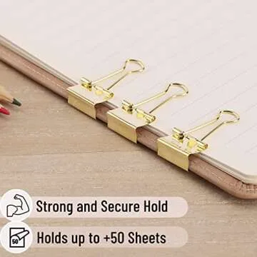 Mr. Pen- Binder Clips, Small Binder Clips, 50Pack, 0.75 in, Gold, Small Clips, Paper Binder Clips, Binder Clips Small Size, Small Paper Clips, Office Clips, Micro Binder Clips, Mini Binder Clips